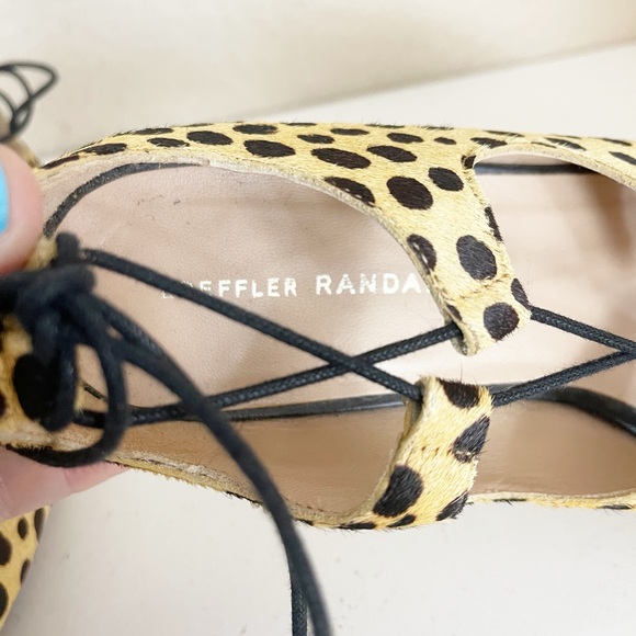 Loeffler Randall Ambra lace-up pointed toe flats leopard print calf hair 8.5 - Picture 5 of 10